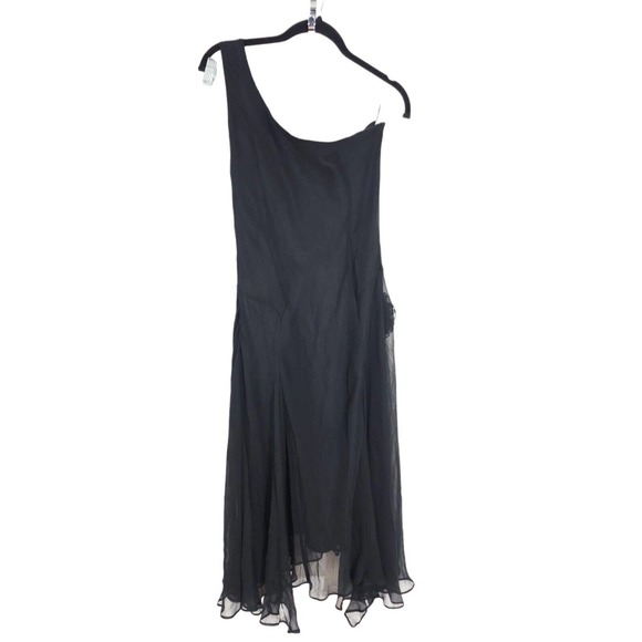 Sue Wong Womens Slip Dress Black Silk Rosette Midi Peasant Vtg 90s Y2K Fairy 14 - Picture 2 of 12